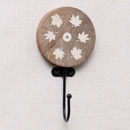 Brown Wooden Leaf Kids Towel Hook